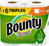 Bounty Full Sheet Paper Towels, White, 2 Triple Rolls - 6 Regular Rolls